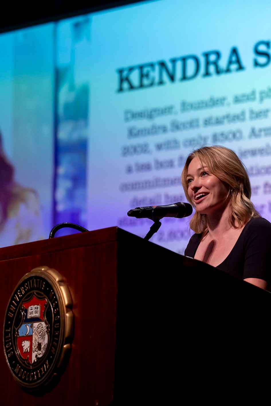 Lecturer presenting Kendra Scott